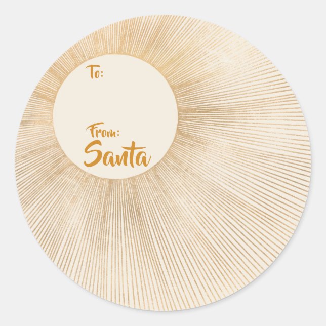 Sticker Rond Soleil, Astrologique, Or, Rayons Solaires, À PARTI (Devant)