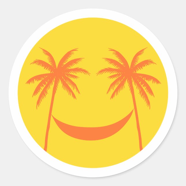 Sticker Rond soleil avec palmiers et hamac (Devant)