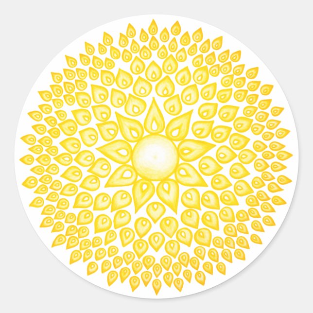 Sticker Rond Soleil brillant jaune Mandala (Devant)
