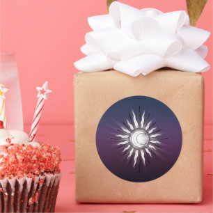 Sticker Rond Soleil Céleste Et Lune