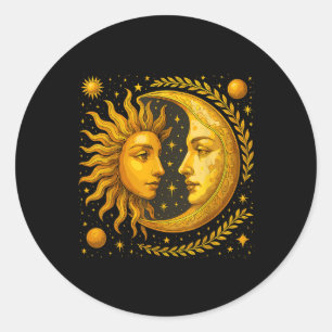 Sticker Rond Soleil Céleste Et Lune