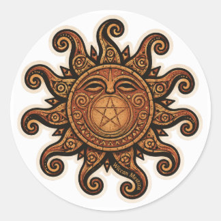 Sticker Rond Soleil de Jayuya inspiré des Taïnos et pentagramme