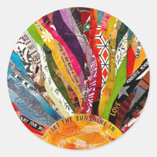 Sticker Rond Soleil en techniques mixtes 