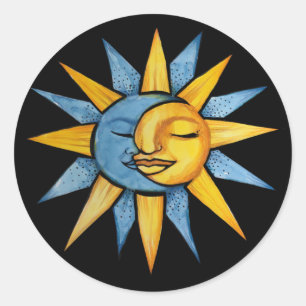 Sticker Rond Soleil et Lune