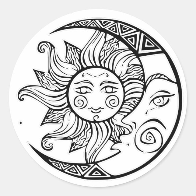Sticker Rond Soleil et Lune (Devant)
