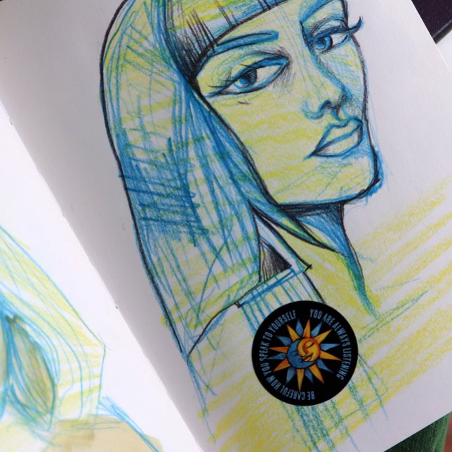 Sticker Rond Soleil et Lune (Créateur téléchargé)