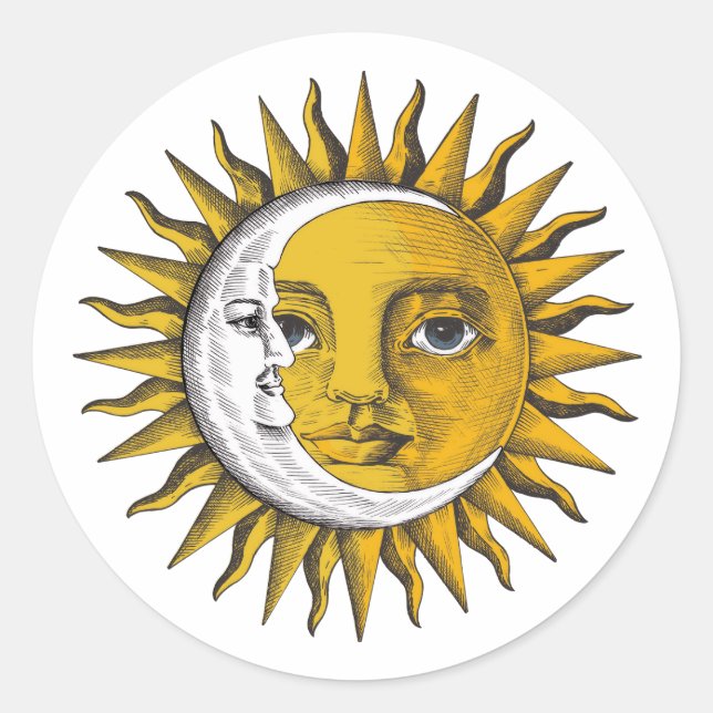 Sticker Rond Soleil et Lune célestes  (Devant)