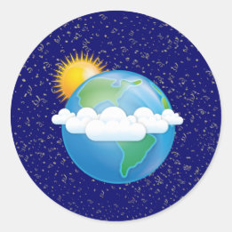 Sticker Rond Soleil et Terre -
