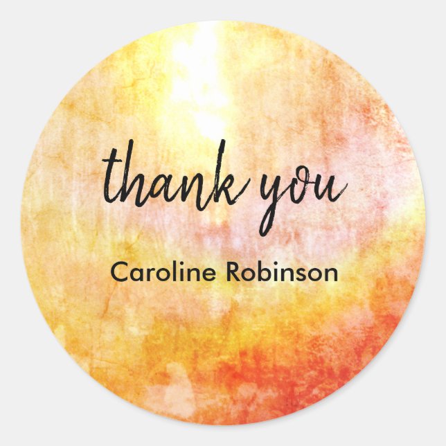 Sticker Rond Soleil jaune doré Merci (Devant)