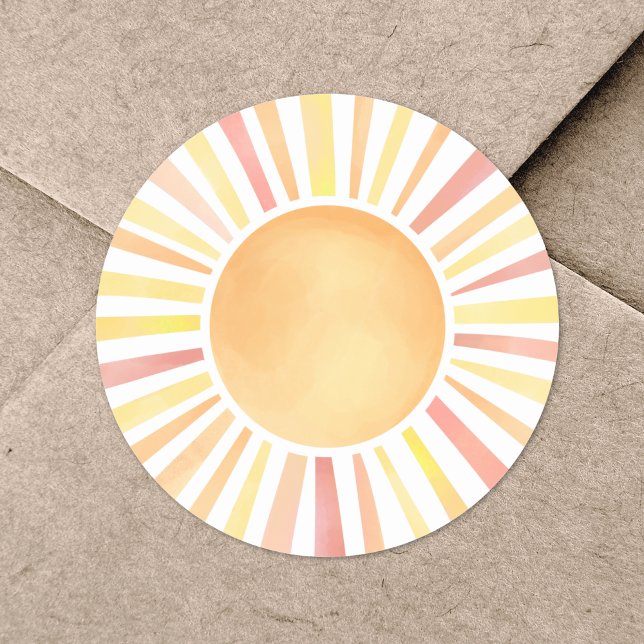 Sticker Rond Soleil Jaune Orange Soleil (Sunshine Yellow Orange Sun Classic Round Sticker )