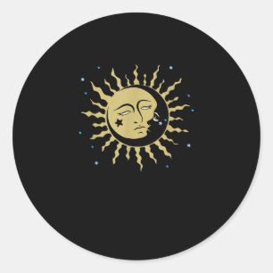 Sticker Rond Soleil Lune Avec 90s Sorcière Whimsigoth esthétiqu