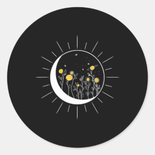 Sticker Rond Soleil Lune Solaire Eclipse Fleur Planètes Espace