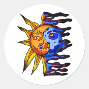 Sticker Rond Soleil / Lune Yin Yang