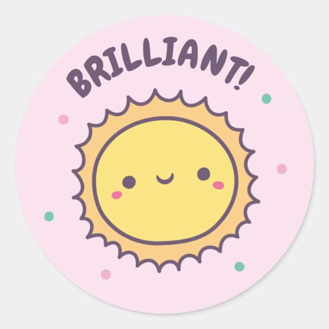 Sticker Rond Soleil Mignon Génial Récompense (Devant)