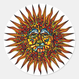 Sticker Rond Soleil psychédélique