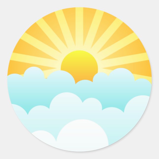 Sticker Rond Soleil se levant sur les nuages (Devant)