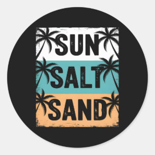Sticker Rond Soleil Sel Sable Été Plage Ambiance Vacances Famil