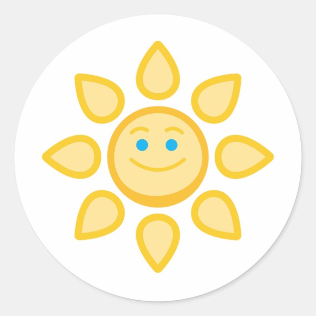 Sticker Rond Soleil souriant Bonheur ensoleillé (Devant)