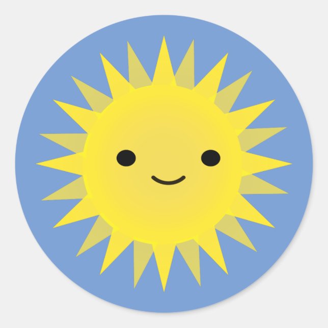 Sticker Rond Soleil souriant Cute Kawaii (Devant)