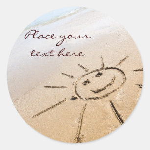 Sticker Rond Soleil Sur La Plage