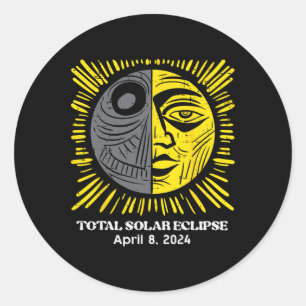 Sticker Rond Soleil Total Solaire Eclipse 2024 Avril 8 Hommes F