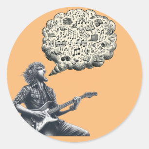 Sticker Rond Solfeggio explosif guitariste