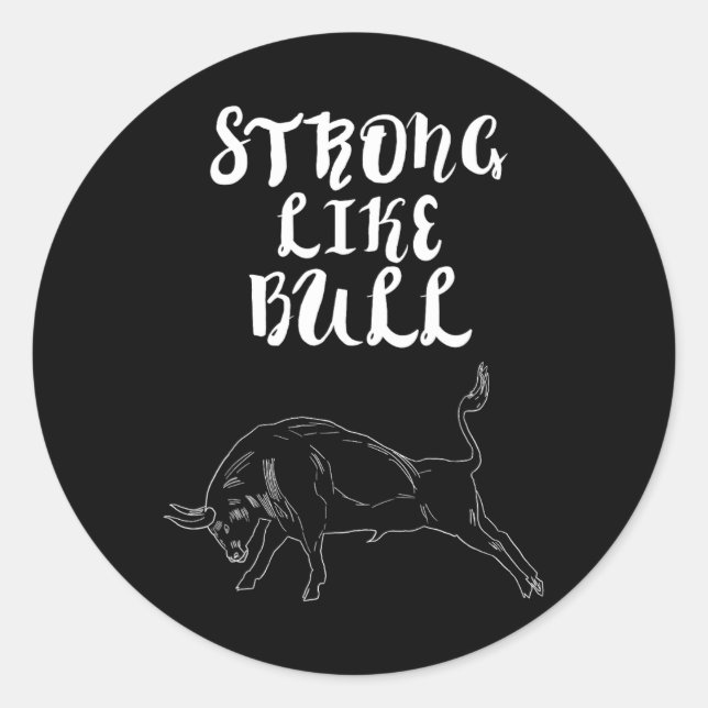 Sticker Rond Solide comme Bull Powerlifter Bodybuilding (Devant)