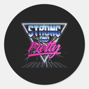 Sticker Rond Solide Et Joli 90s 80s Vaporwave Bodybuilding G