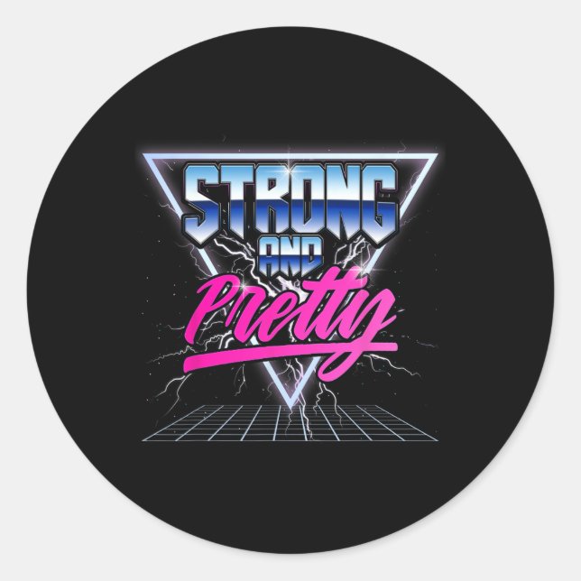 Sticker Rond Solide Et Joli 90s 80s Vaporwave Bodybuilding G (Devant)