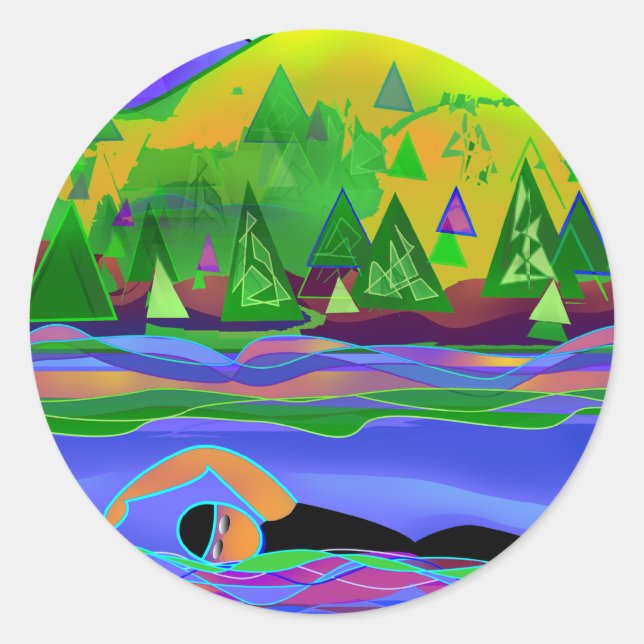 Sticker Rond Solo en eau libre (Devant)