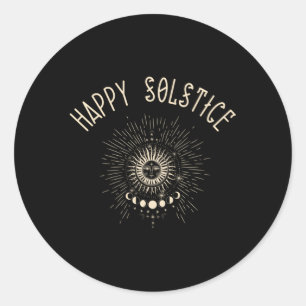 Sticker Rond Solstice Happy Winter Sun Celestial