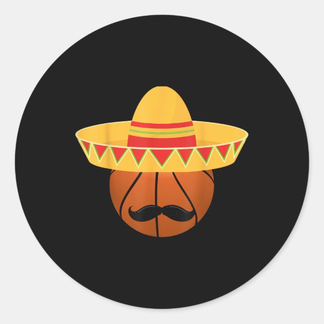 Sticker Rond Sombrero De Basket Pour Cinco De Mayo Fiesta Celeb (Devant)