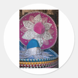 Sticker Rond Sombreros bleu et rose