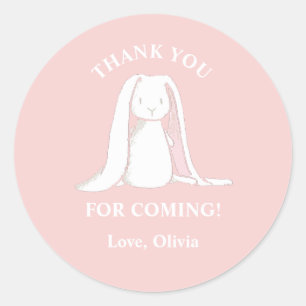Sticker Rond Some Bunny is One Vaisselle en Papier Rose Gingham