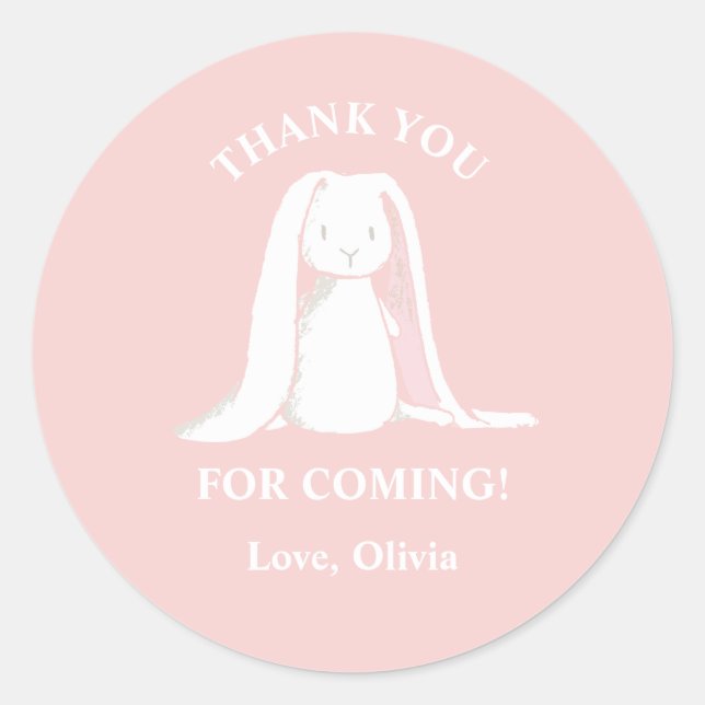 Sticker Rond Some Bunny is One Vaisselle en Papier Rose Gingham (Devant)