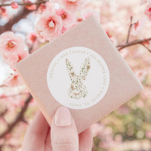 Sticker Rond Somebunny Spring Pâques Floral Adresse de retour (Créateur téléchargé)