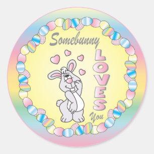 Sticker Rond Somebunny 🐰 t'aime - Pâques