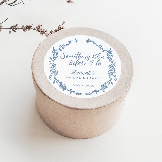 Sticker Rond Something Blue Before I Do Baby Shower (Créateur téléchargé)