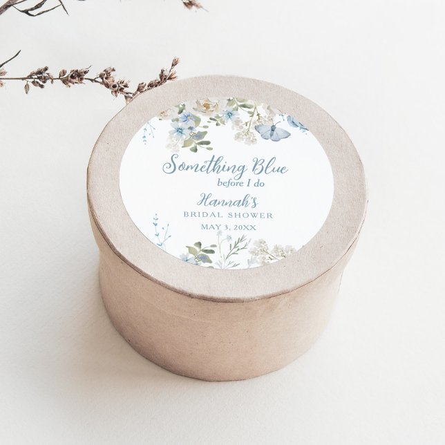 Sticker Rond Something Blue Before I Do Floral Bridal Shower (Créateur téléchargé)