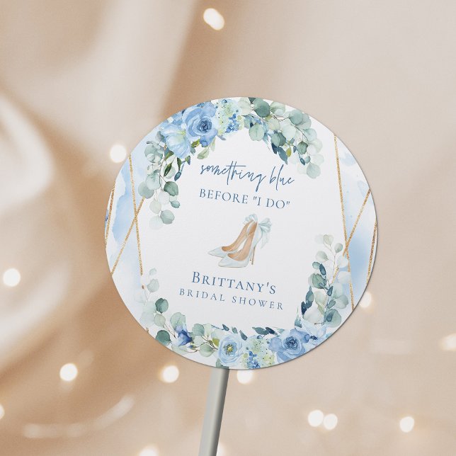 Sticker Rond Something Blue Before I Do Floral Bridal Shower (Créateur téléchargé)