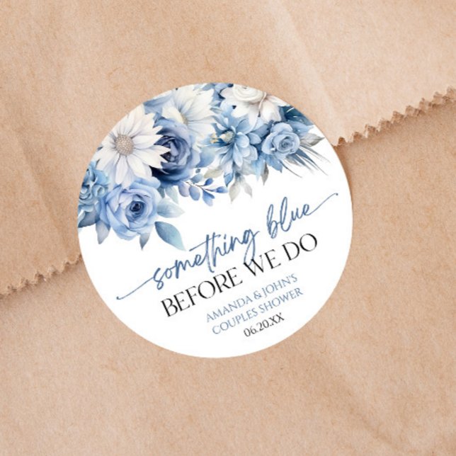 Sticker Rond Something Blue Before We Do Floral Couples Shower (Créateur téléchargé)