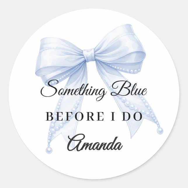 Sticker Rond Something blue bow Bridal Showe (Devant)