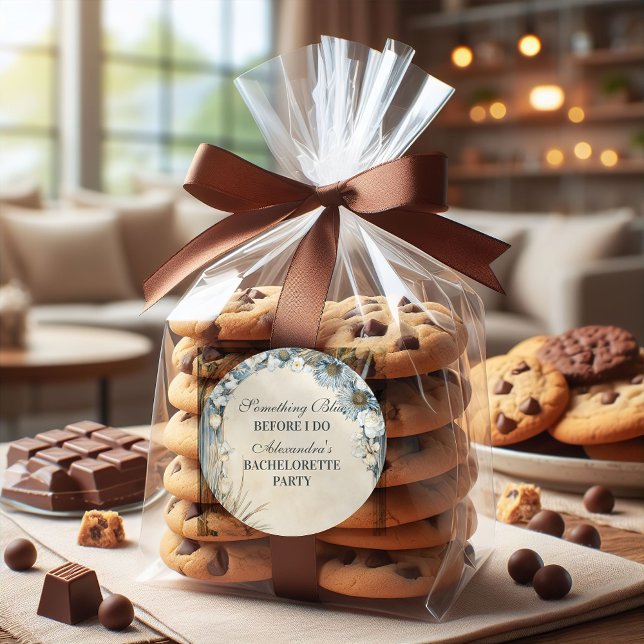 Sticker Rond Something Blue Thistle Floral Bachelorette Party (Créateur téléchargé)