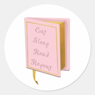 Sticker Rond Sommeil Lire Reapeat Littérature Livre Lover Rose
