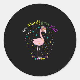 Sticker Rond Son Amoureux du Flamant rose de Masque Mardi Gras
