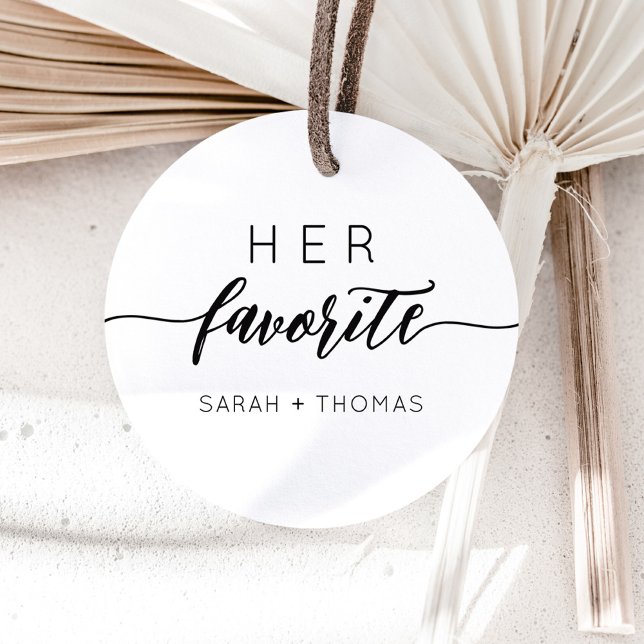 Sticker Rond Son cadeau calligraphique moderne préféré  (Créateur téléchargé)