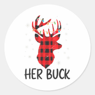 Sticker Rond Son cadeau de Noël pour mari chasseur de cerfs Buc