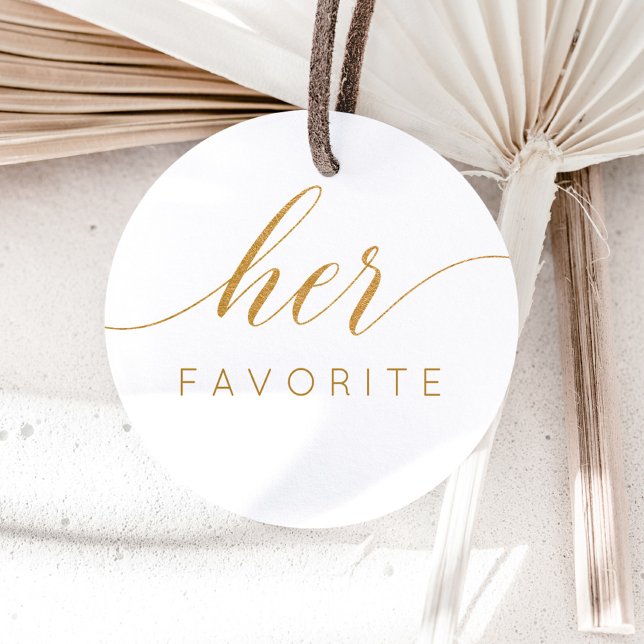 Sticker Rond Son cadeau favori en faux or calligraphique  (Créateur téléchargé)