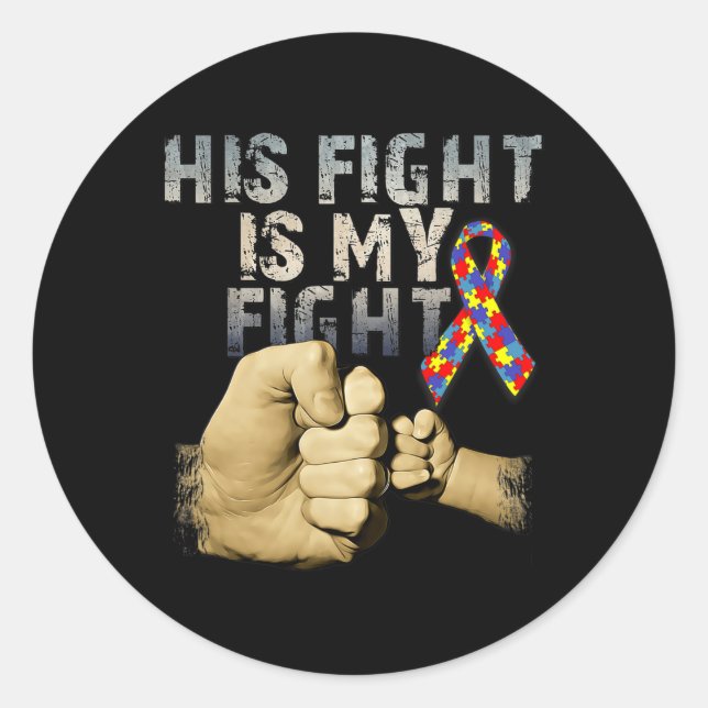 Sticker Rond Son Combat Est Ma Sensibilisation sur l'autisme De (Devant)