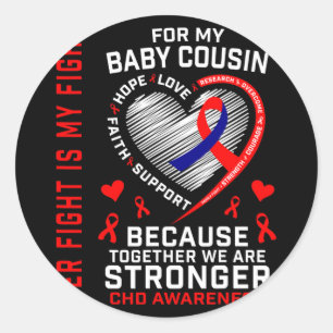 Sticker Rond Son combat est mon combat Bébé Cousin Cœur de guer